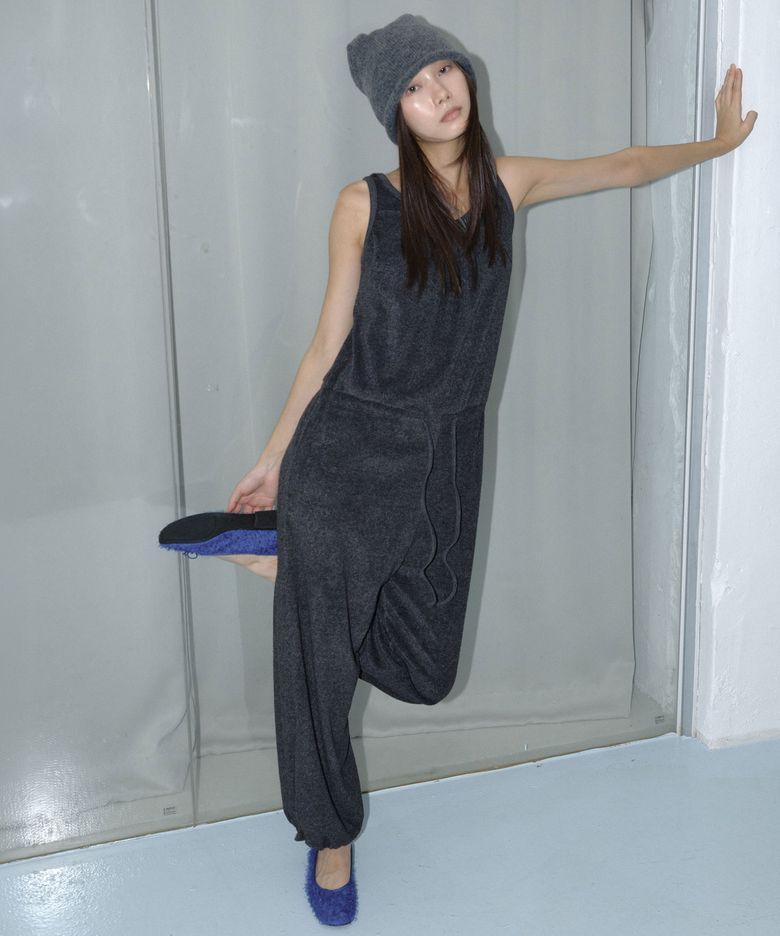 TERRY WIDE JUMPSUIT / CHARCOAL