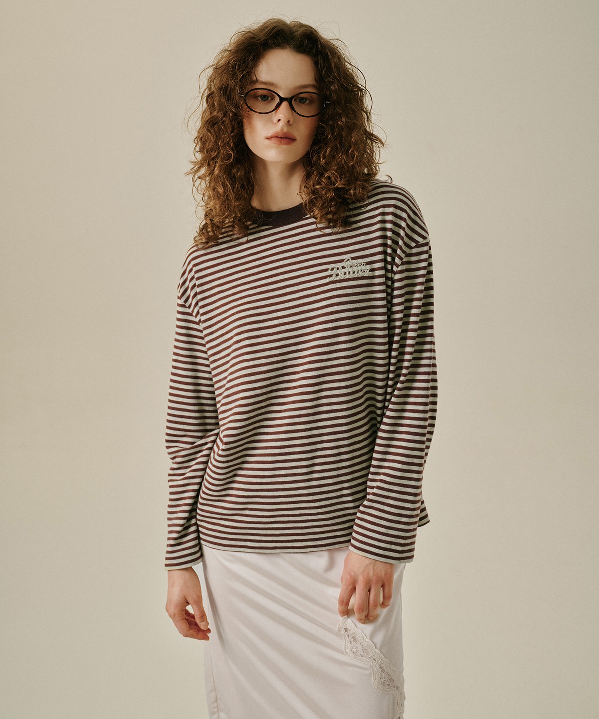 그린버터(GREENBUTTER) Mellow Stripe Tee (Brown/Mint)