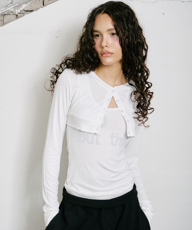 Tank Top Cropped Cardigan Set White