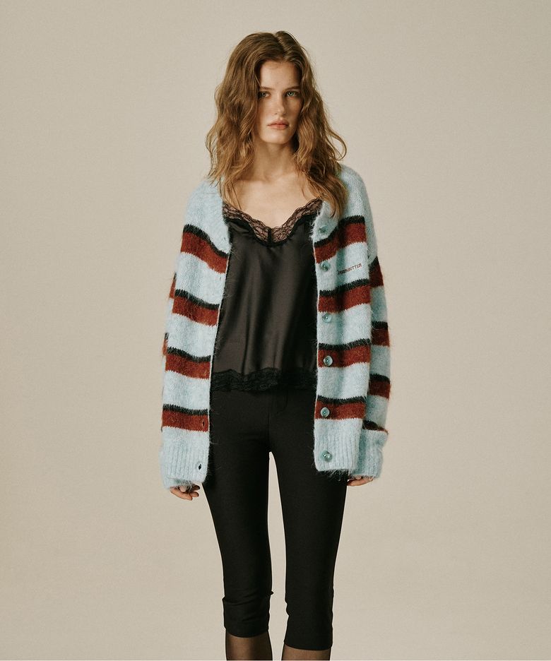 Hairy Stripe Cardigan (Mint)