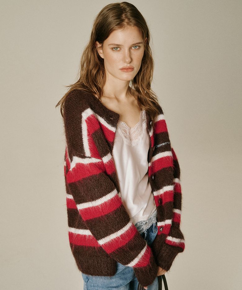 Hairy Stripe Cardigan (Brown)