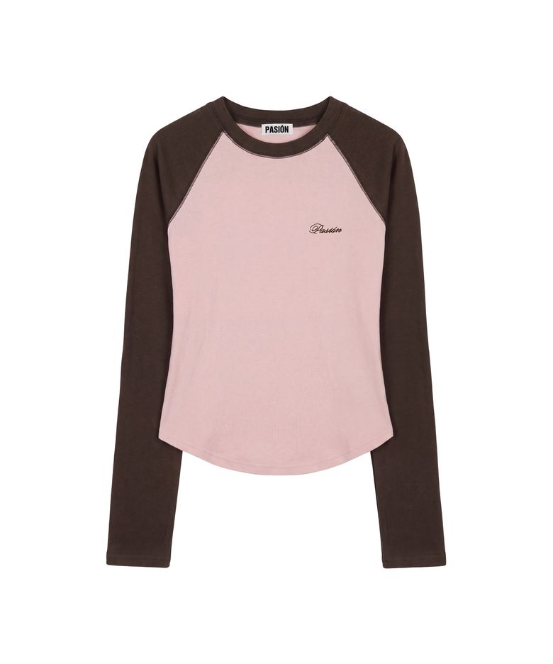 메이비스 나그랑 티_핑크 & 브라운  Mavis Raglan Tee_ Pink & Brown