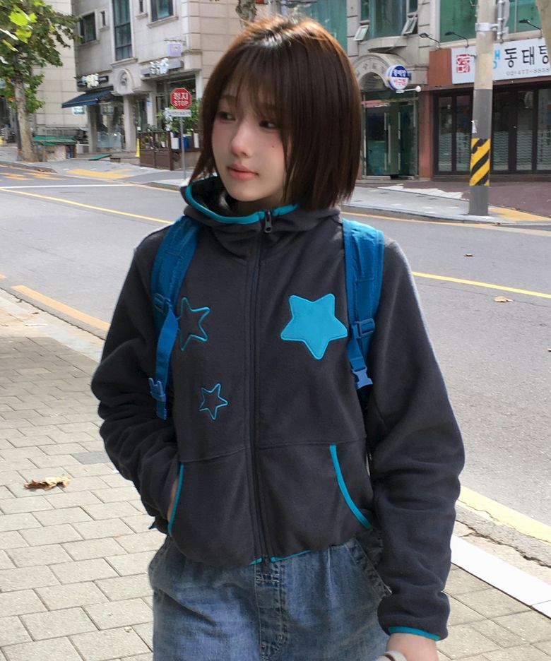 러빗 스타 플리스 후드집업(1color)