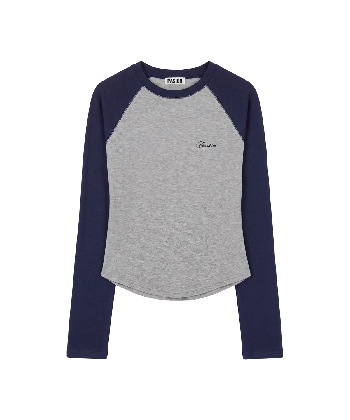 파시온(PASION) 메이비스 나그랑 티_그레이 & 네이비 Mavis Raglan Tee_ Gray & Navy