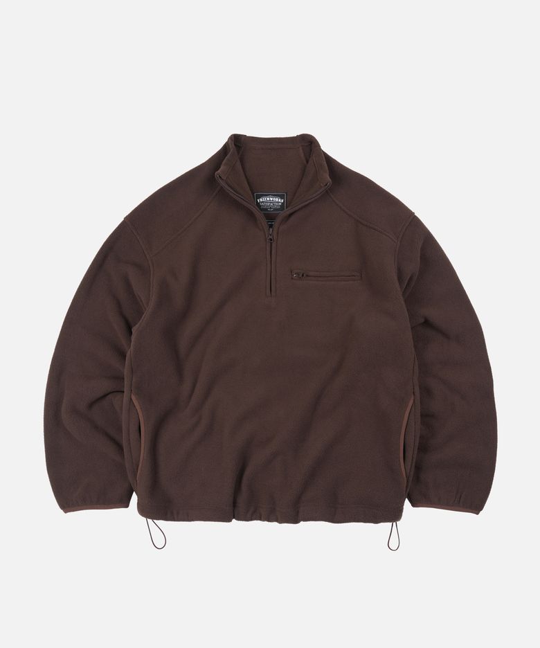 MOCK NECK FLEECE ANORAK PARKA _ BROWN