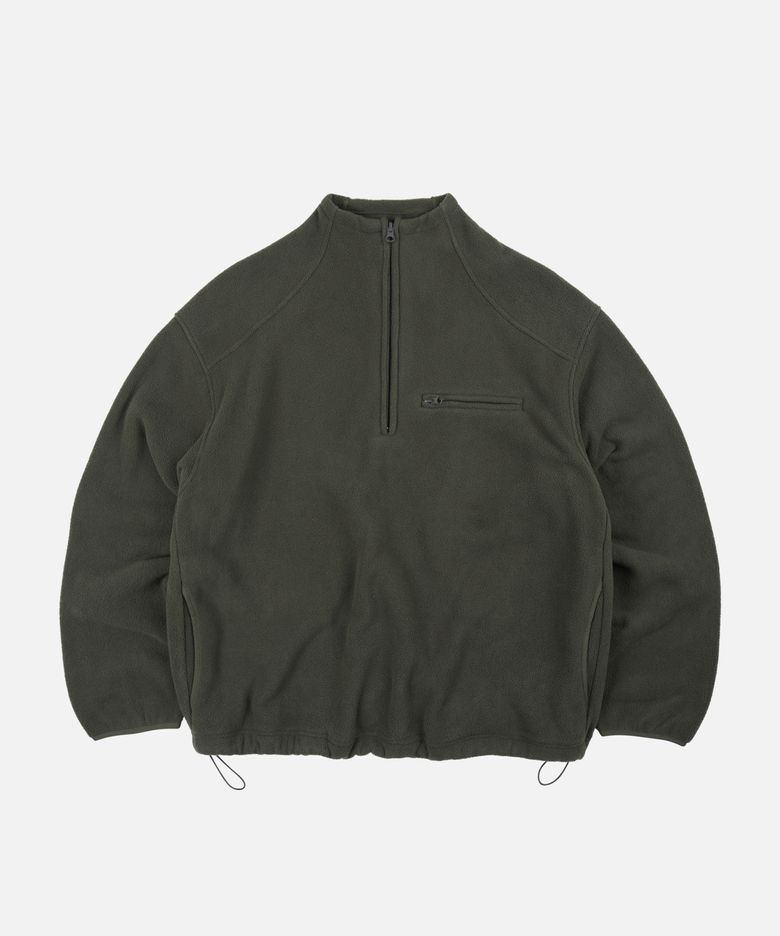 MOCK NECK FLEECE ANORAK PARKA _ DARK GREEN