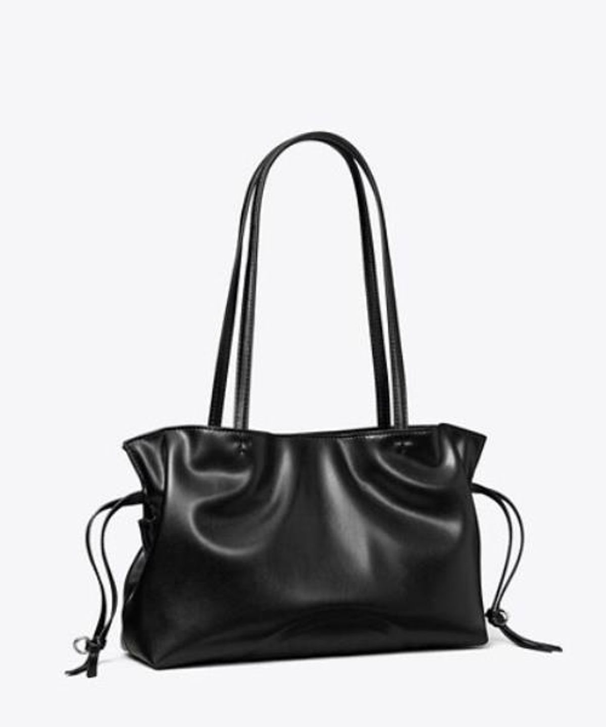 토리버치(TORYBURCH) 엘라 리사이클드 드로스트링 스몰 토트 - 블랙