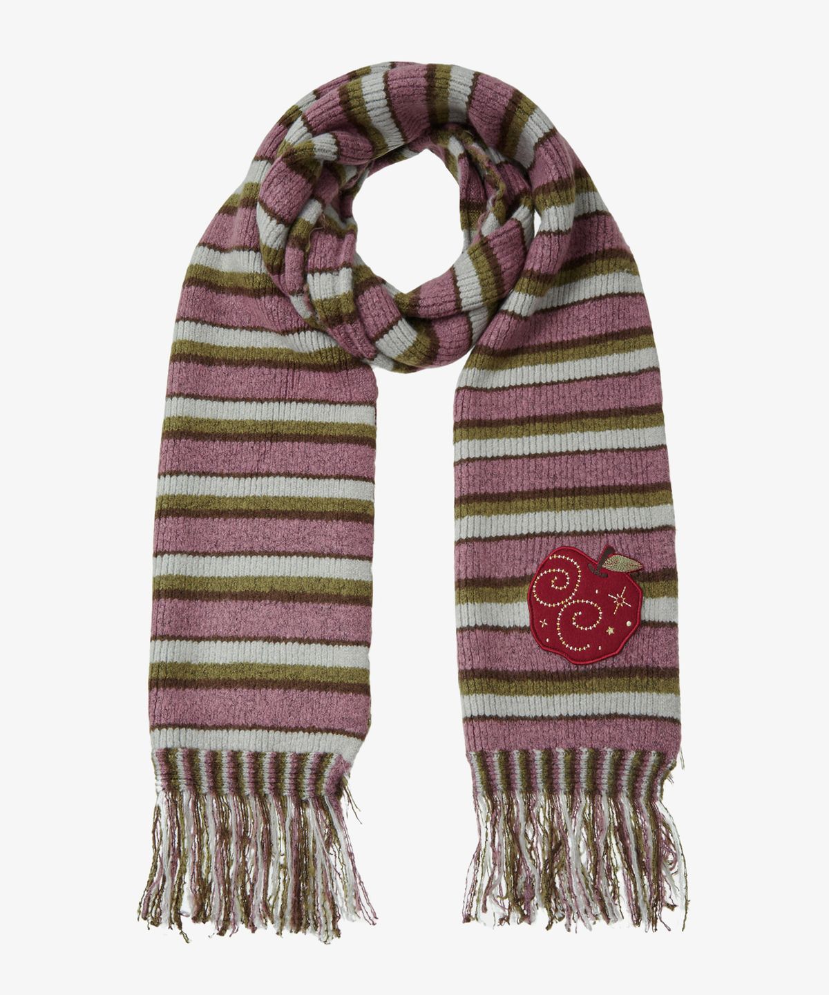 에이이에이이(AEAE) STRIPE TASSEL MUFFLER [PURPLE]