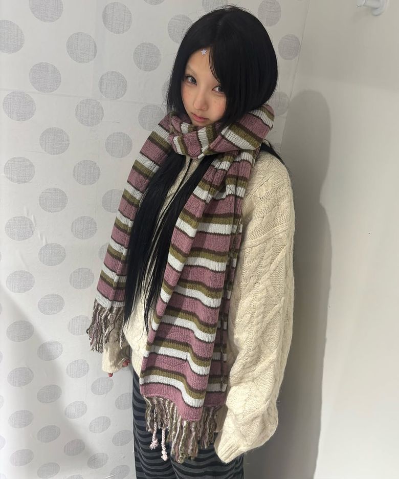 STRIPE TASSEL MUFFLER [PURPLE]