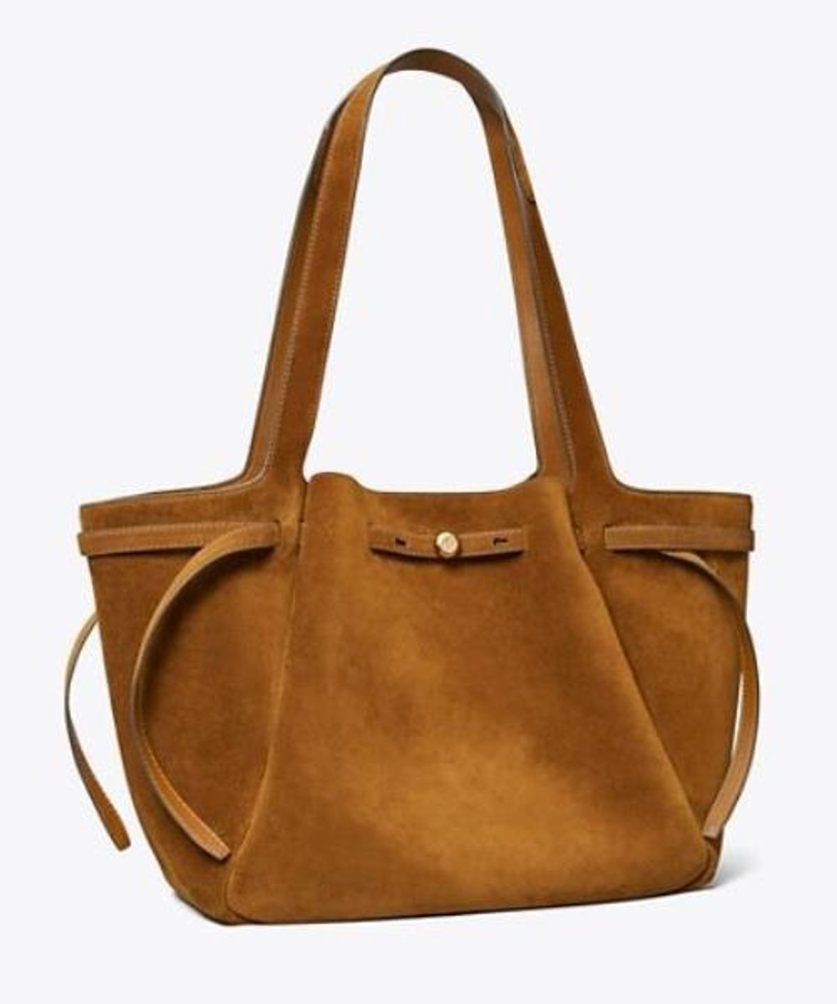 토리버치(TORYBURCH) 로미 스웨이드 토트 - 캐러멜