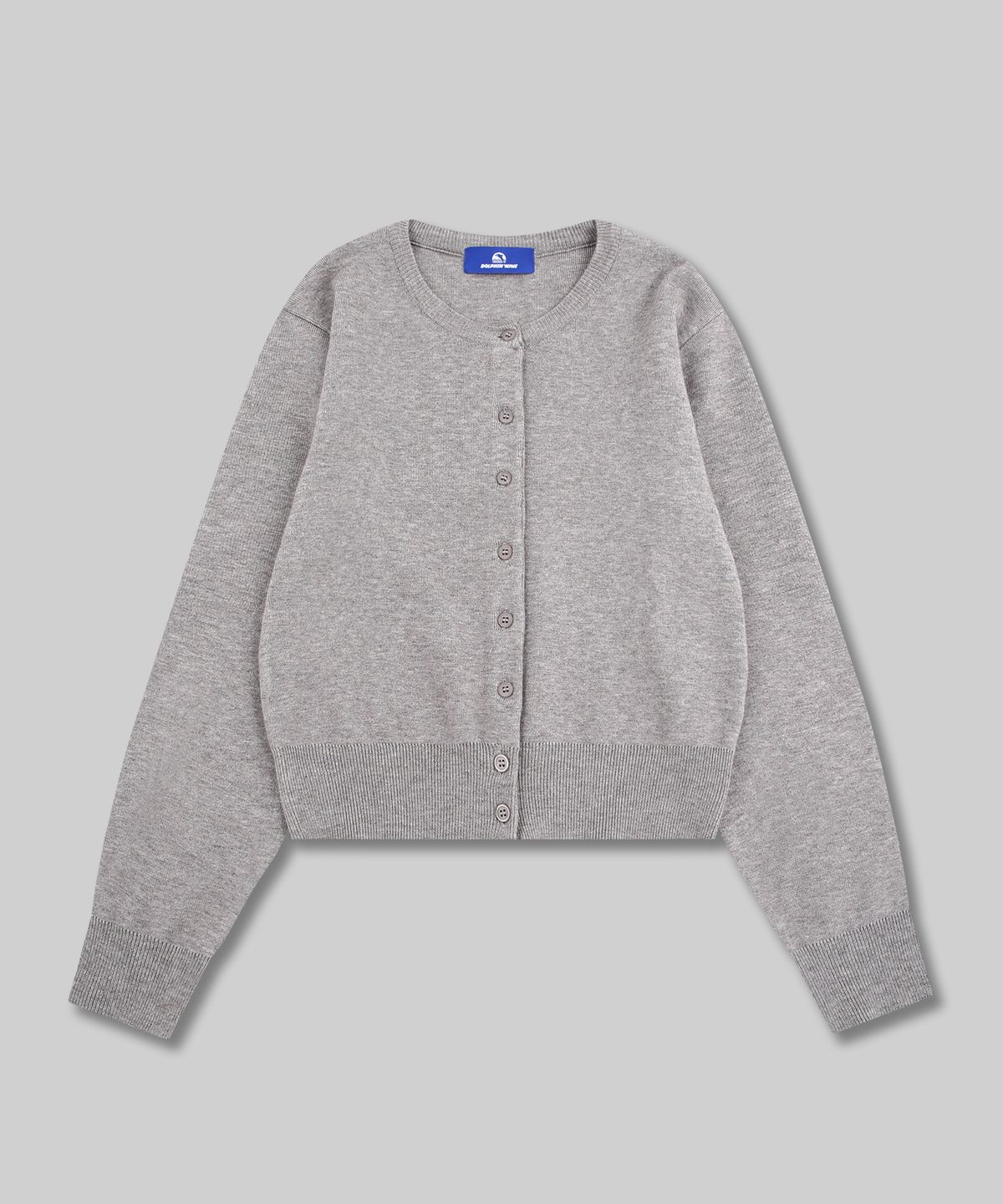 돌핀웨이브어패럴(DOLPHIN WAVE APPAREL) 돌핀 우먼즈 세미크롭 라운드넥 소프트 울 가디건 멜란지그레이