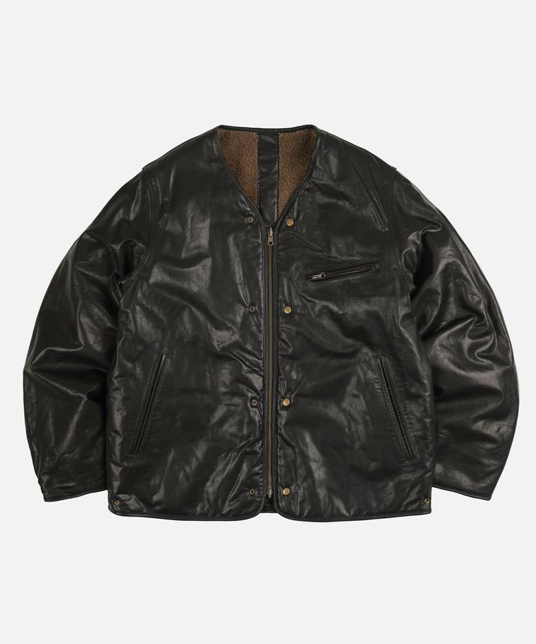 WAXED COWHIDE REVERSIBLE LINER JACKET _ BLACK