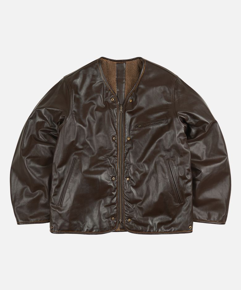 WAXED COWHIDE REVERSIBLE LINER JACKET _ BROWN