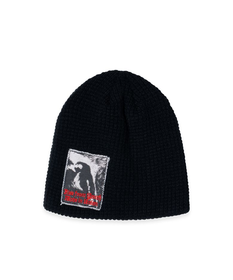 Patch Waffle Beanie (Black)