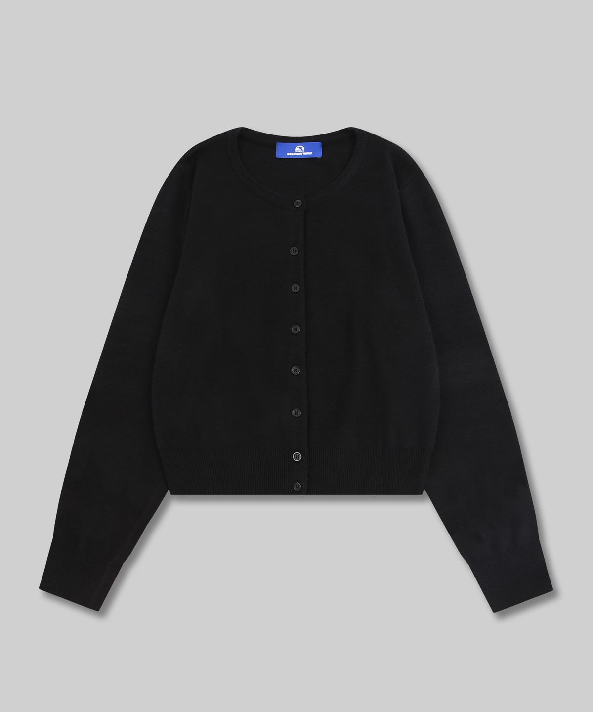 돌핀웨이브어패럴(DOLPHIN WAVE APPAREL) 돌핀 우먼즈 세미크롭 라운드넥 소프트 울 가디건 블랙