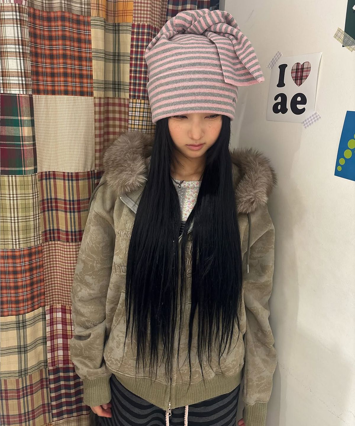 에이이에이이(AEAE) PILED LONG BEANIE [PINK]