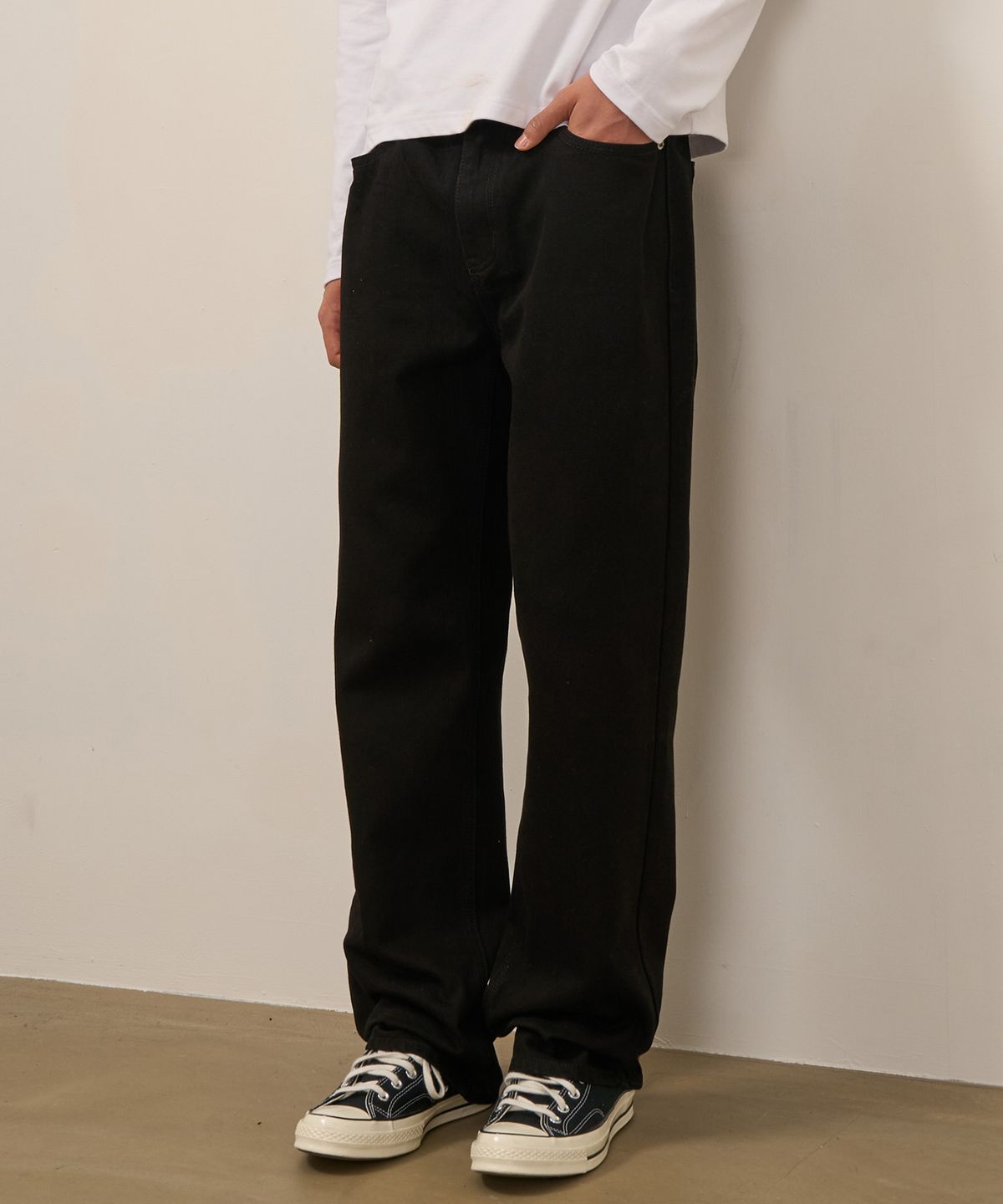 토피(TOFFEE) 롱 레귤러 데님 팬츠 (BLACK)