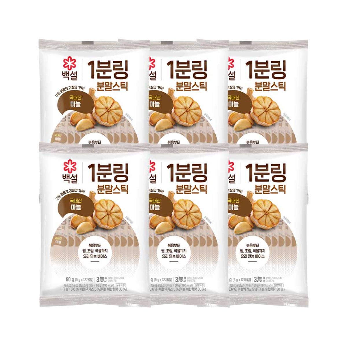 CJ제일제당(CJCHEILJEDANG) 백설 1분링 분말스틱 마늘 60g x6개