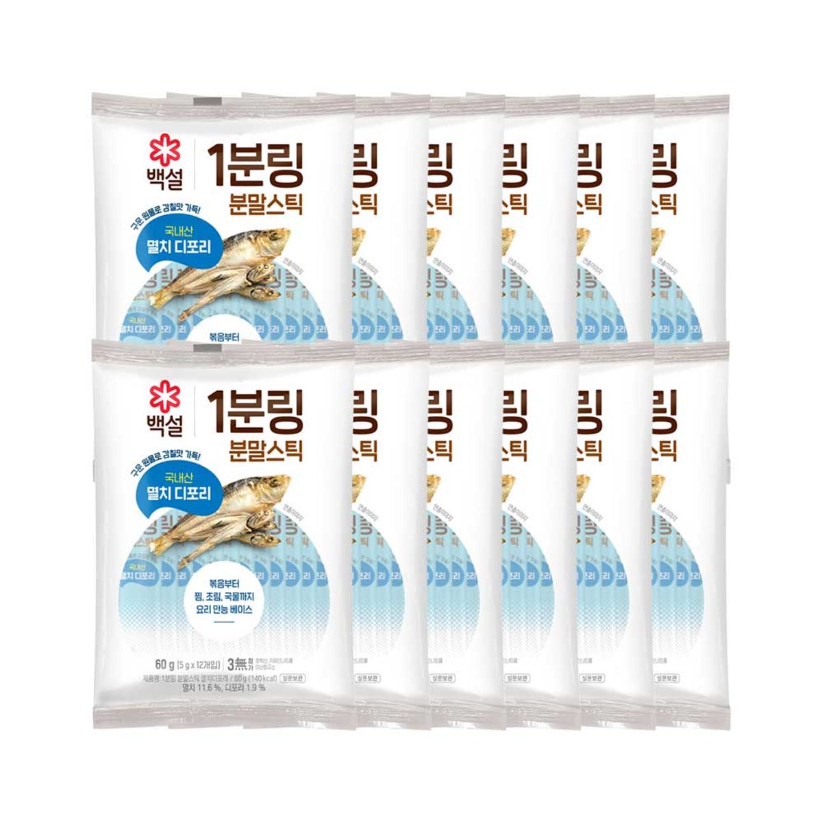 CJ제일제당(CJCHEILJEDANG) 백설 1분링 분말스틱 멸치디포리 60g x12개