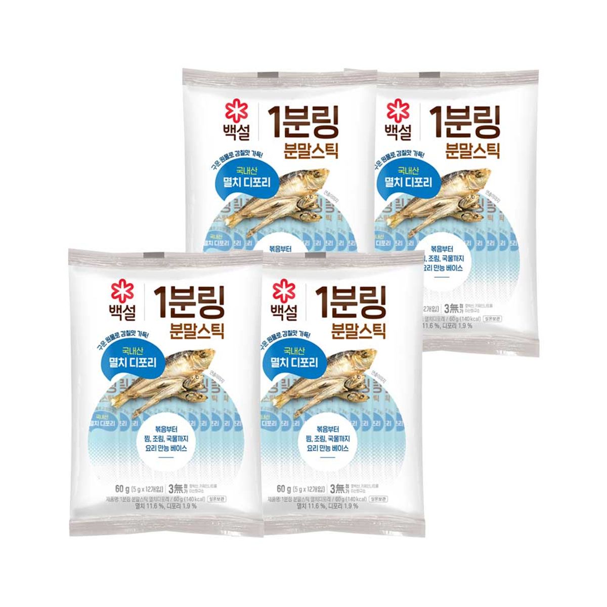 CJ제일제당(CJCHEILJEDANG) 백설 1분링 분말스틱 멸치디포리 60g x4개