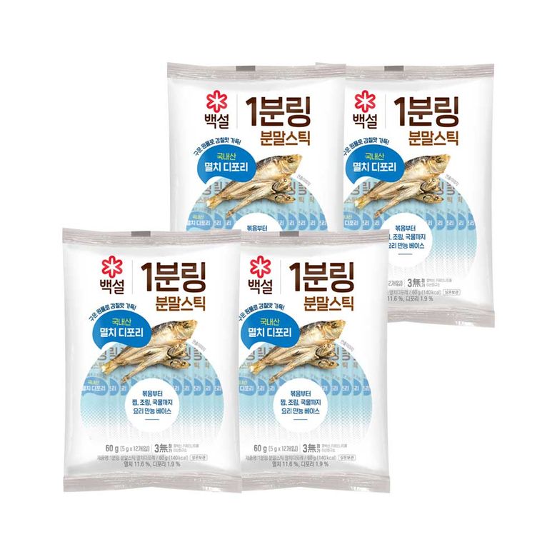 백설 1분링 분말스틱 멸치디포리 60g x4개