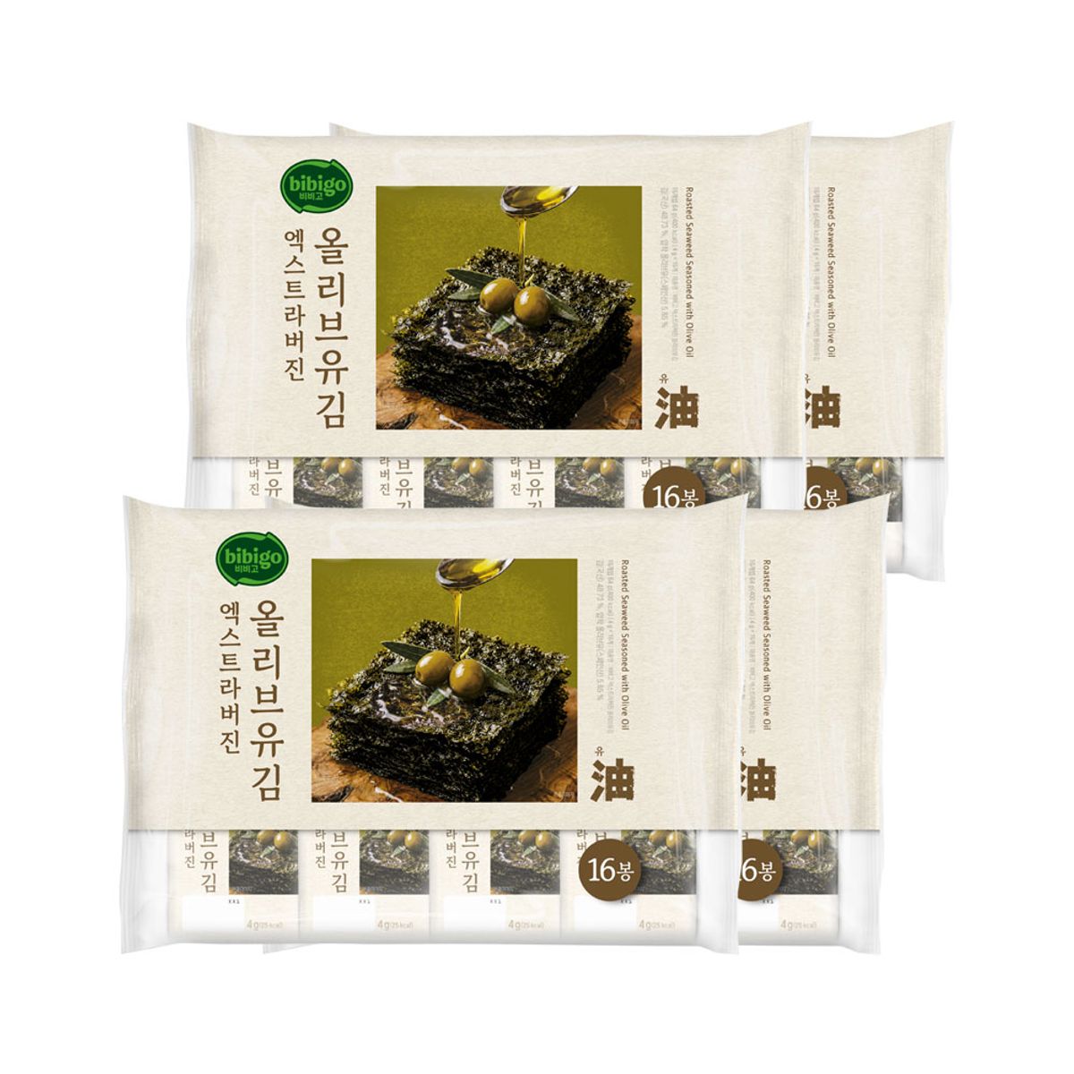 CJ제일제당(CJCHEILJEDANG) 비비고 엑스트라버진 올리브유김 4g 16개입 x4개(총 64개)