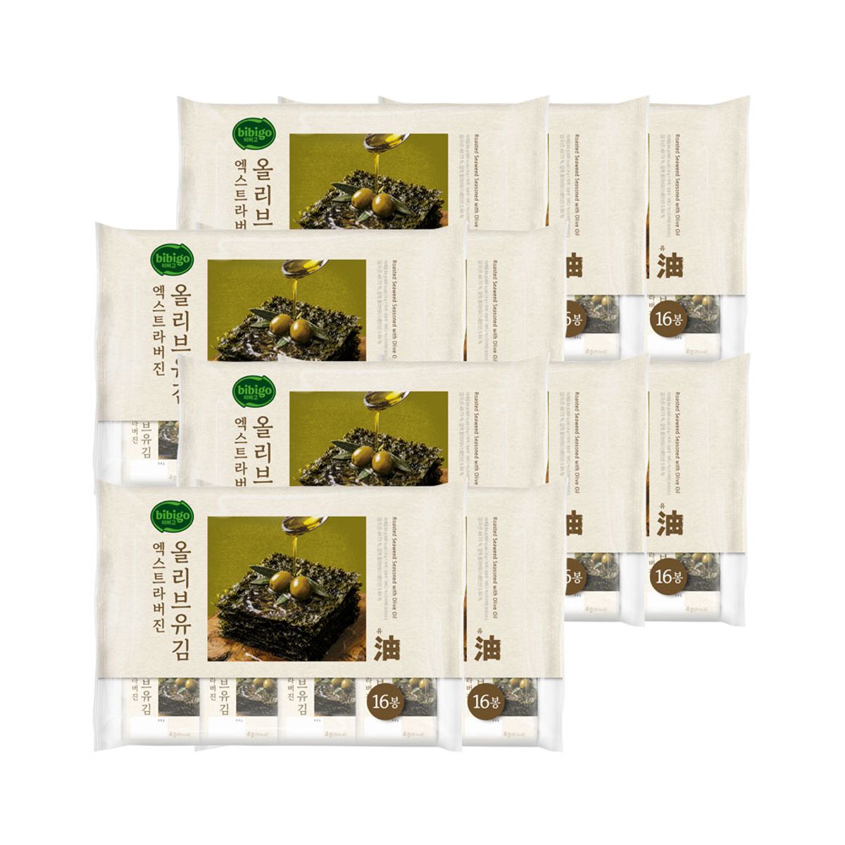 CJ제일제당(CJCHEILJEDANG) 비비고 엑스트라버진 올리브유김 4g 16개입 x12개(총 192개)