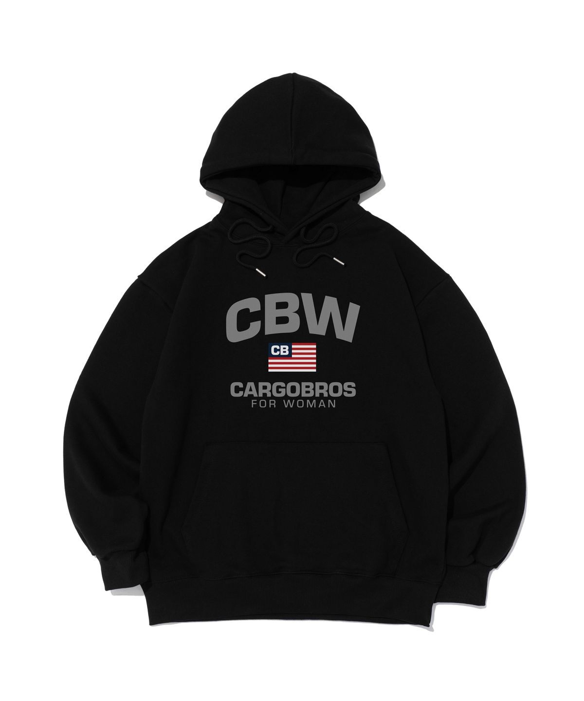카고브로스 포 우먼(CARGOBROS FOR WOMAN) [기모선택] CBW 아메리칸 클래식 로고 후드 티셔츠 (블랙)
