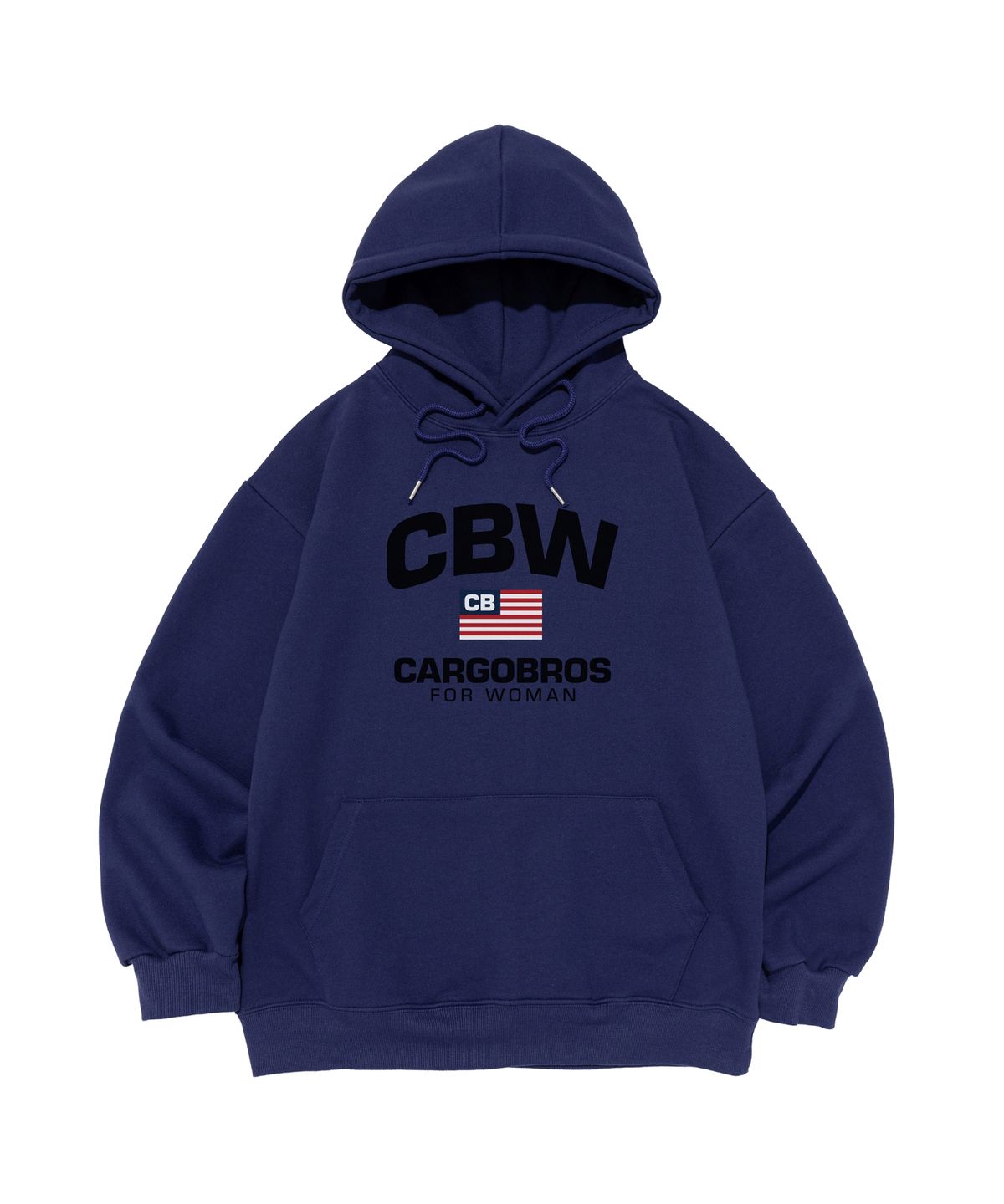 카고브로스 포 우먼(CARGOBROS FOR WOMAN) [기모선택] CBW 아메리칸 클래식 로고 후드 티셔츠 (블루)
