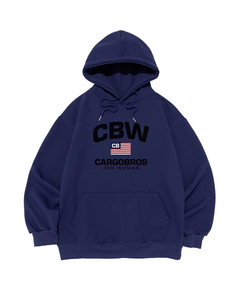 [기모선택] CBW 아메리칸 클래식 로고 후드 티셔츠 (블루)