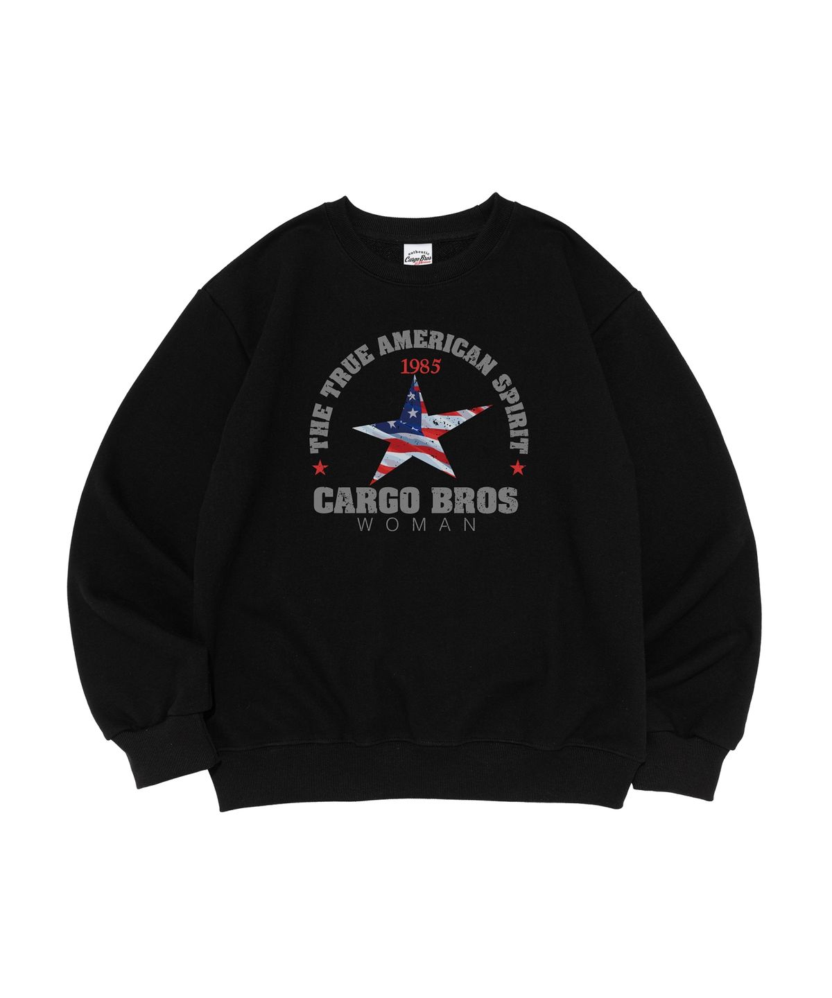 카고브로스 포 우먼(CARGOBROS FOR WOMAN) [기모선택] 트루 아메리칸 스피릿 맨투맨 (블랙)
