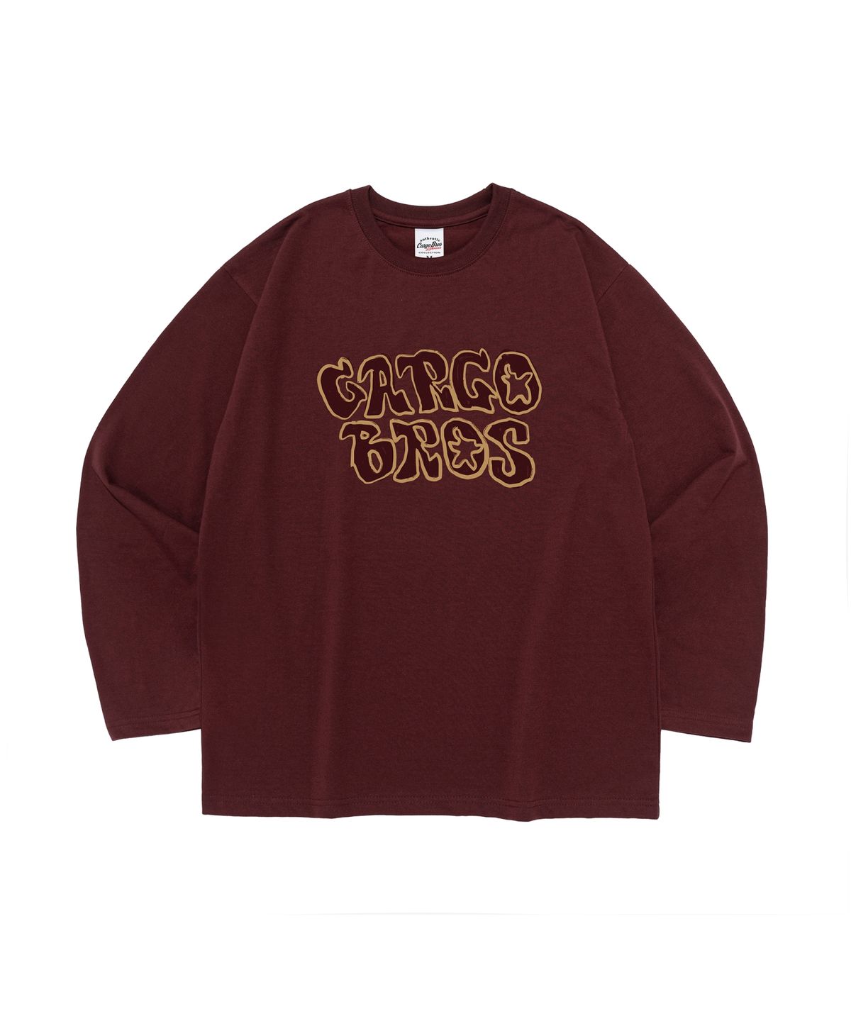 카고브로스 포 우먼(CARGOBROS FOR WOMAN) 빈티지 버블 레터링 롱슬리브 티셔츠 (와인)