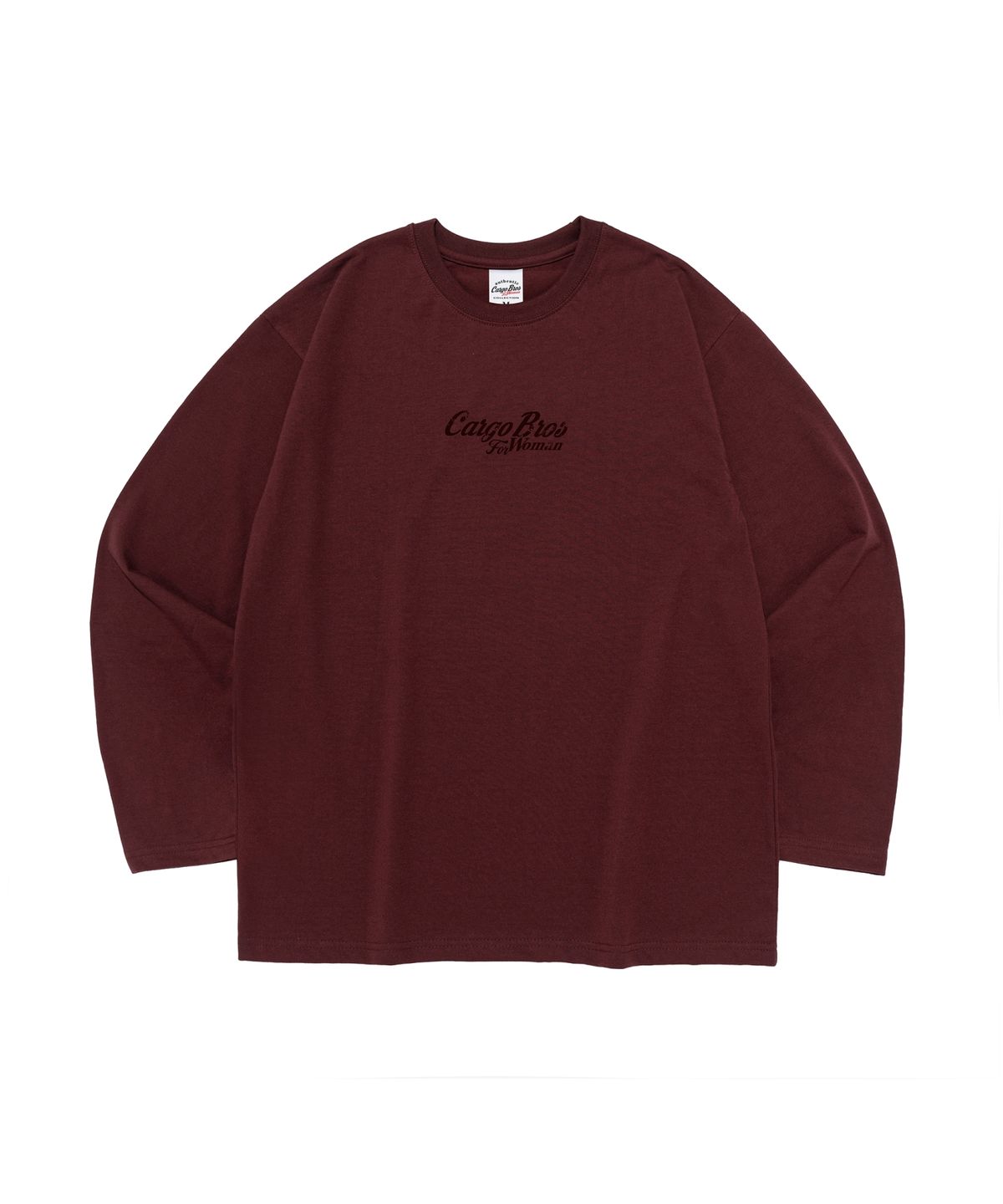 카고브로스 포 우먼(CARGOBROS FOR WOMAN) 빈티지 크랙 로고 롱슬리브 티셔츠 (와인)