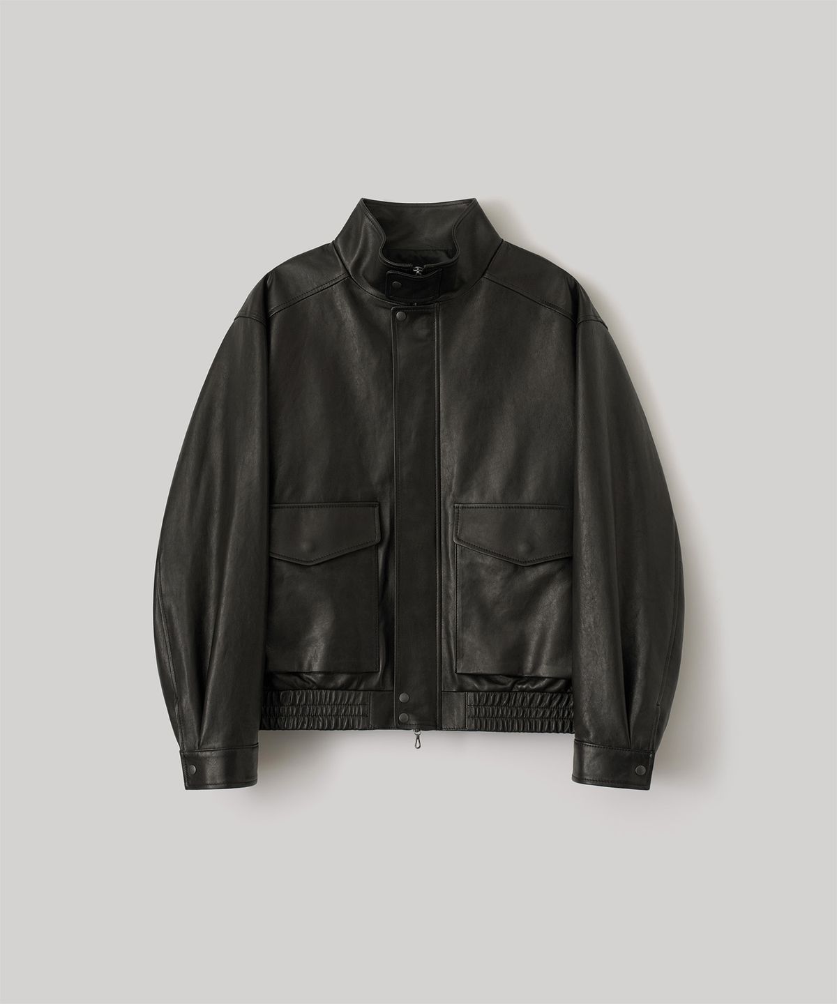 어나더 오피스(ANOTHER OFFICE) Lambskin Stand-Collar Blouson (Black)