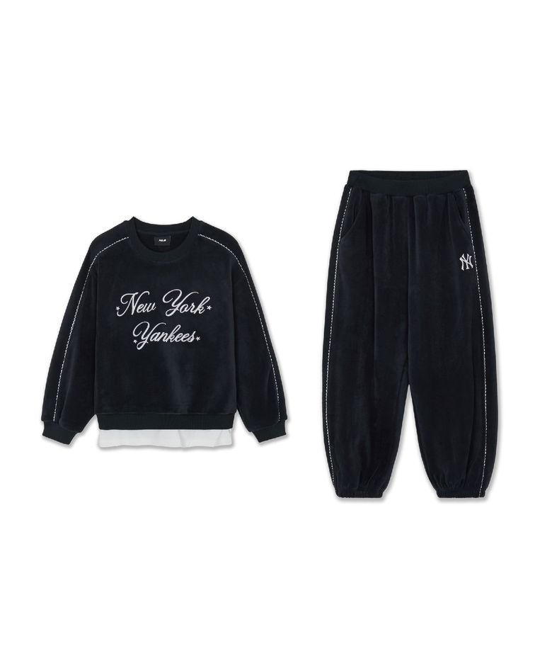 스포티브 걸즈 벨로아 맨투맨 세트 NY (Black)