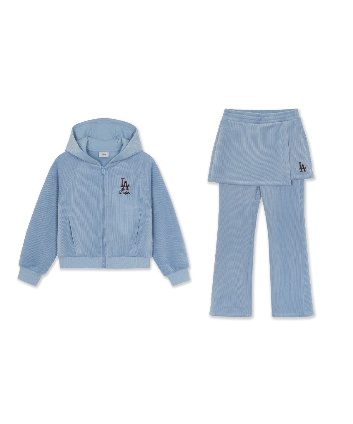 엠엘비 키즈(MLB KIDS) 스트릿 걸즈 벨벳 후드집업 세트 LA (L.Blue)