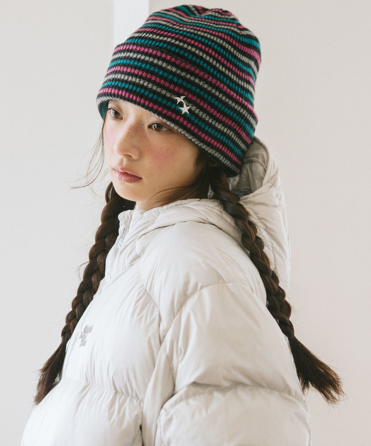 카비시(CAVISH) MULTI STRIPED KNIT BEANIE PURPLE(CV2GFUAB32A)
