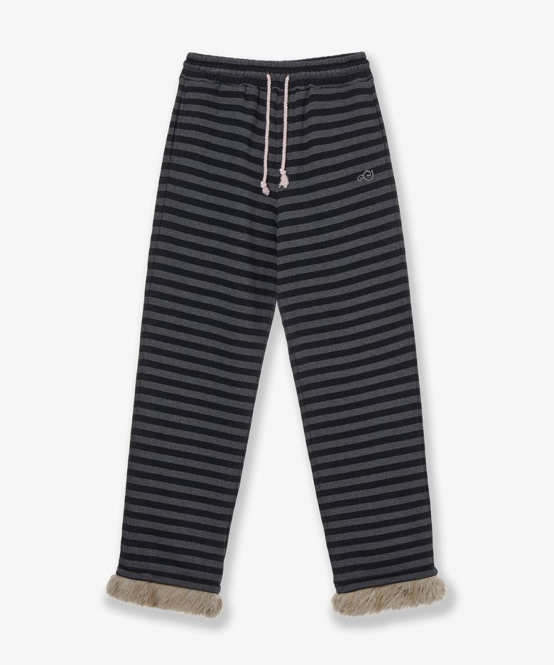 STRIPE FUR SWEATPANTS [CHARCOAL]
