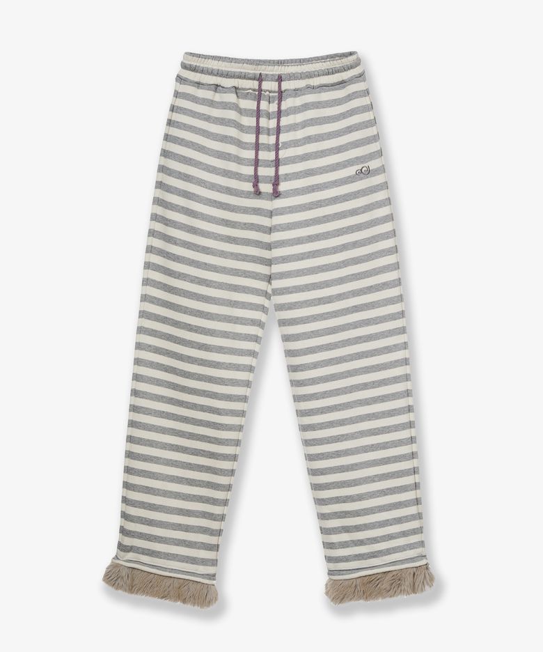 STRIPE FUR SWEATPANTS [GREY]