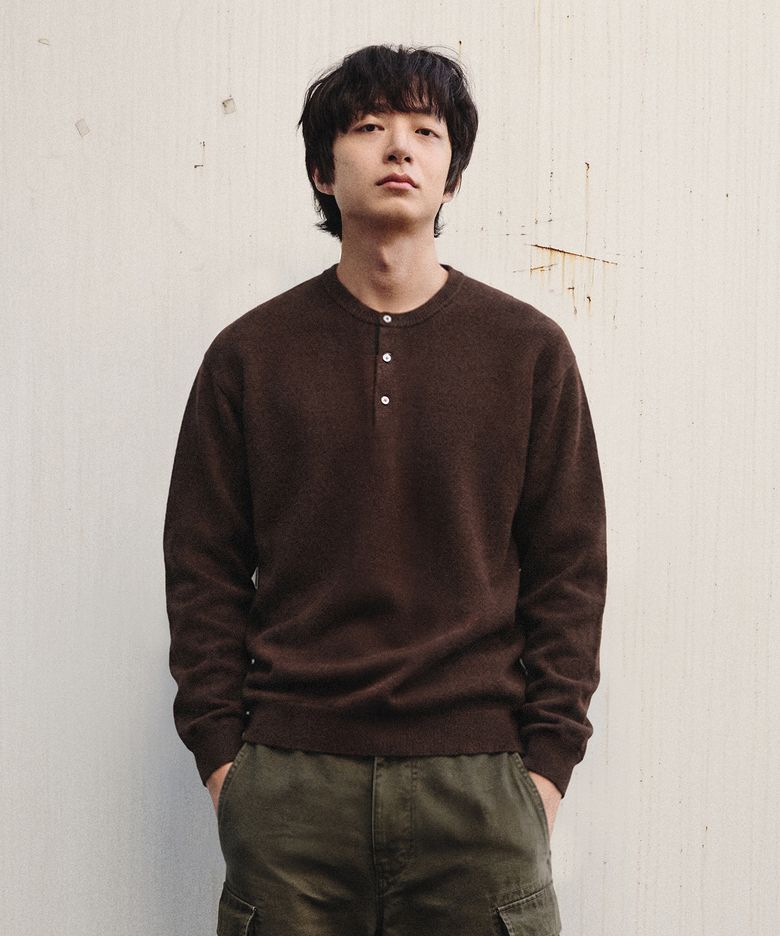 HARU CASHMERE WOOL HENLEY KNIT [BROWN]