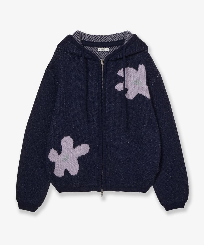 DAISY KNIT HOODIE [NAVY]