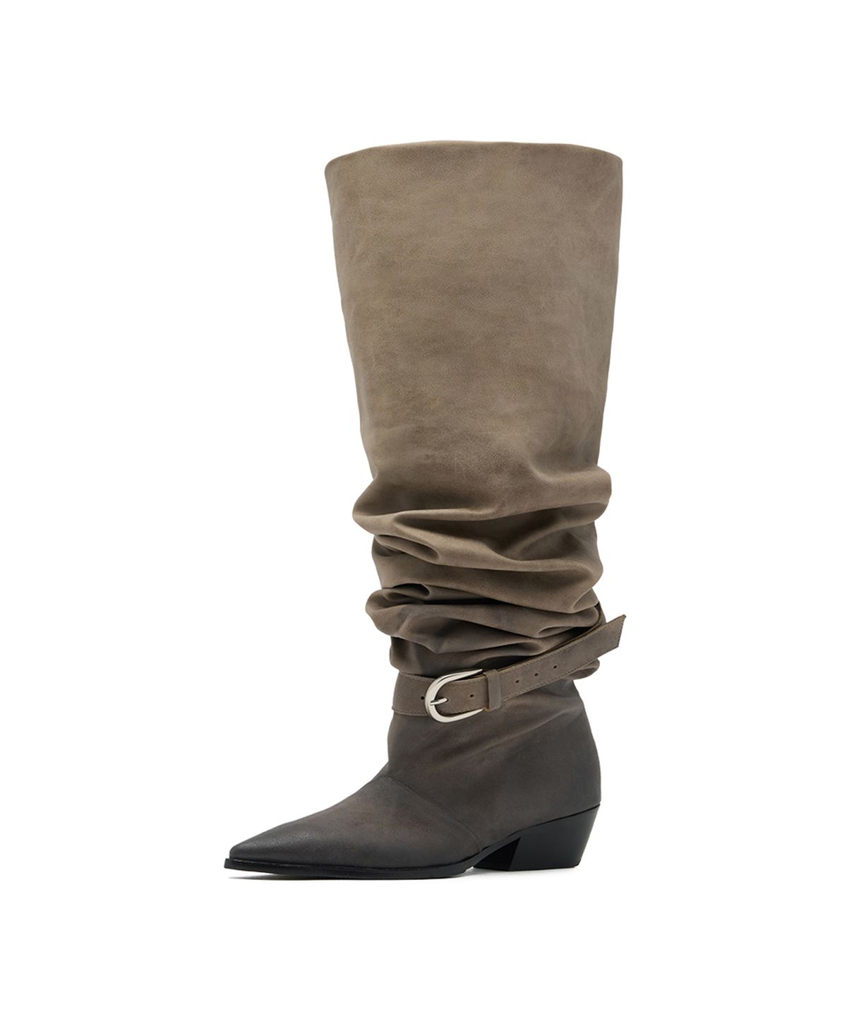 네거티브쓰리(NEGATIVETHREE) [OJOS X NEGATIVETHREE] Kimera Knee-High Draping Boots_Dusty Beige