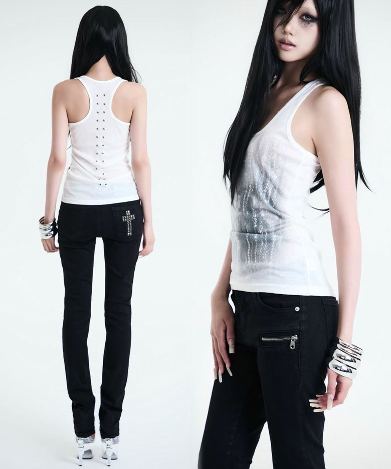 SEQUIN FACE SLEEVELESS (WHITE)