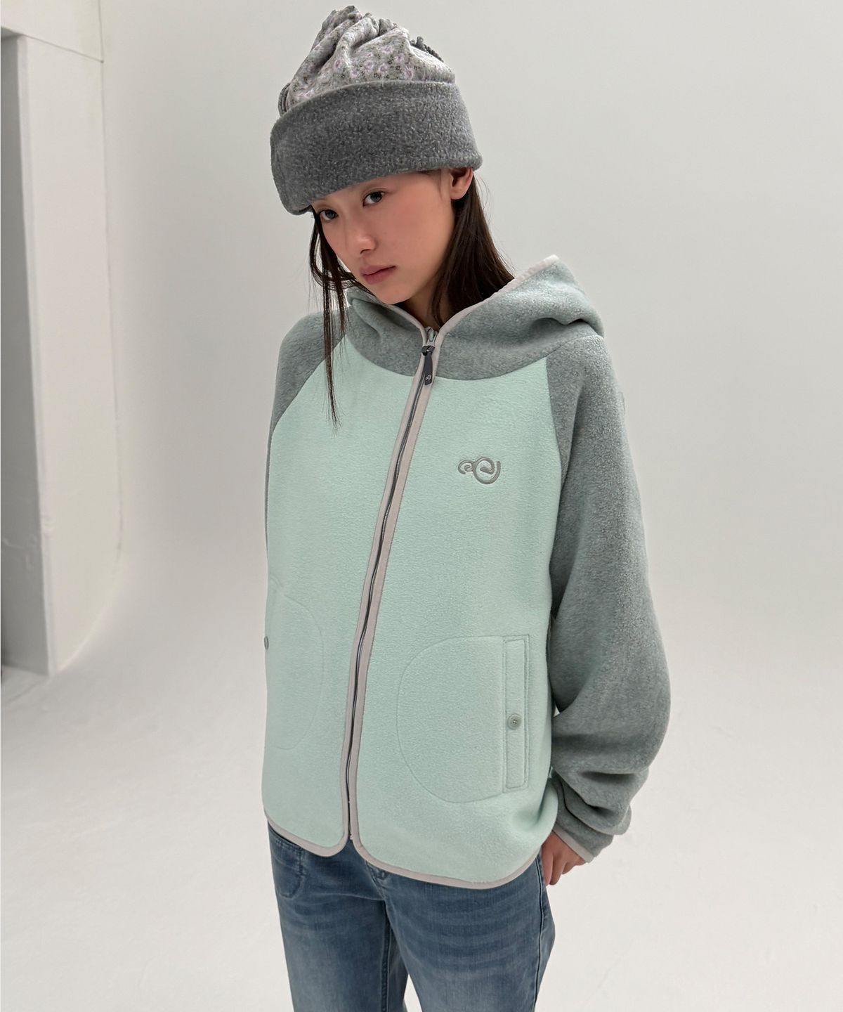 에이이에이이(AEAE) SOFT FLEECE ZIP UP HOODIE [MINT]