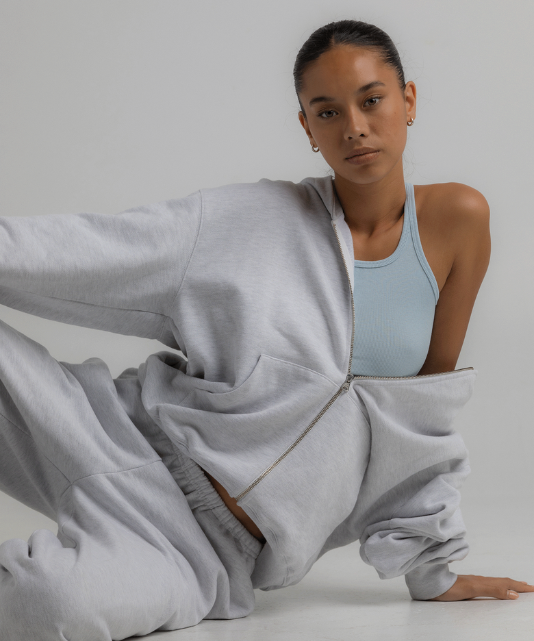 Boyfriend Hoodie Zip-Up(Heather Gray)