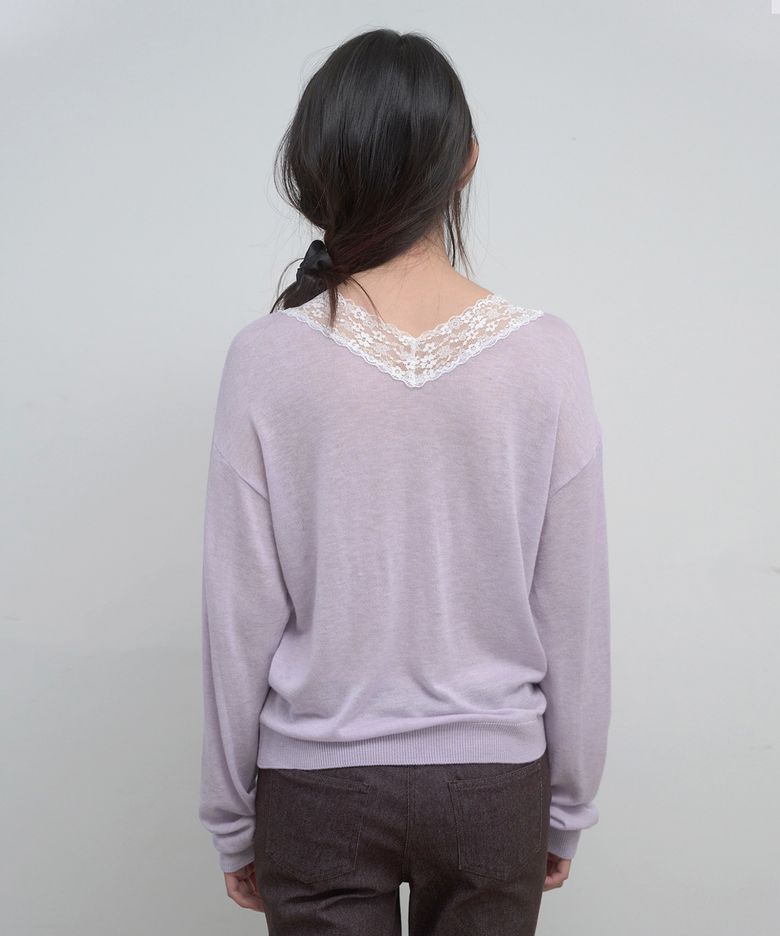 LACE V-NECK KNIT_LAVENDER