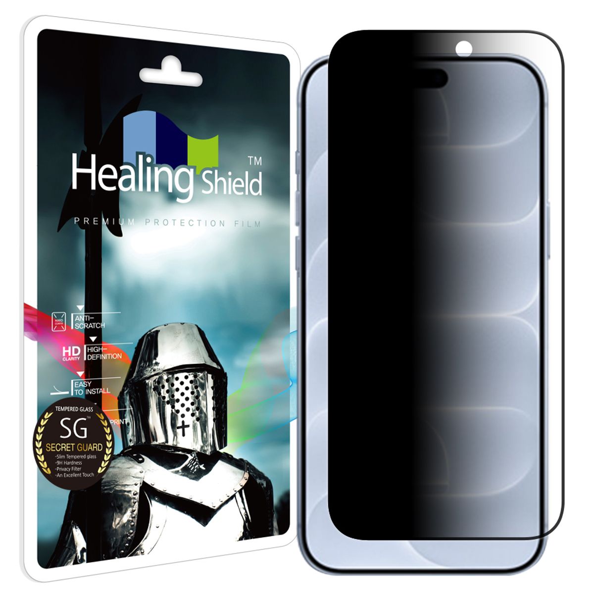 힐링쉴드(HEALINGSHIELD) 아이폰18 프로맥스 3D 풀커버 9H 사생활 정보보안 액정보호 강화유리필름 1매