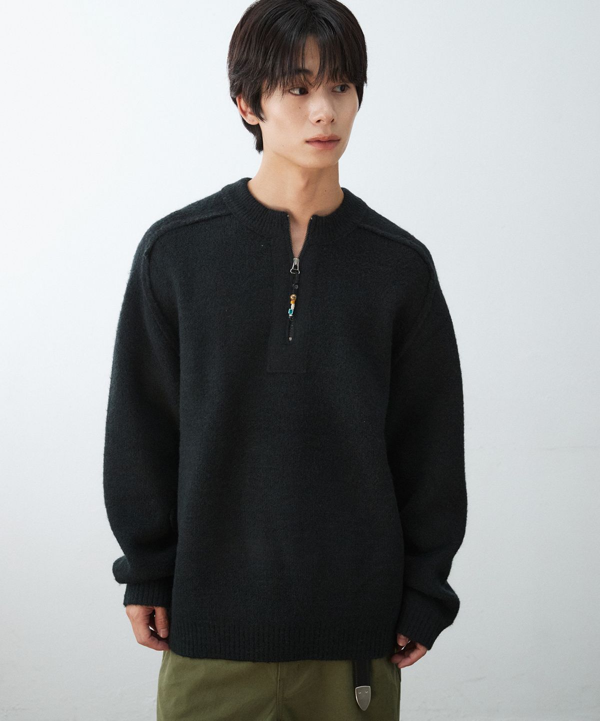 더블유엠씨(WMC) 하프집업 니트_BLACK