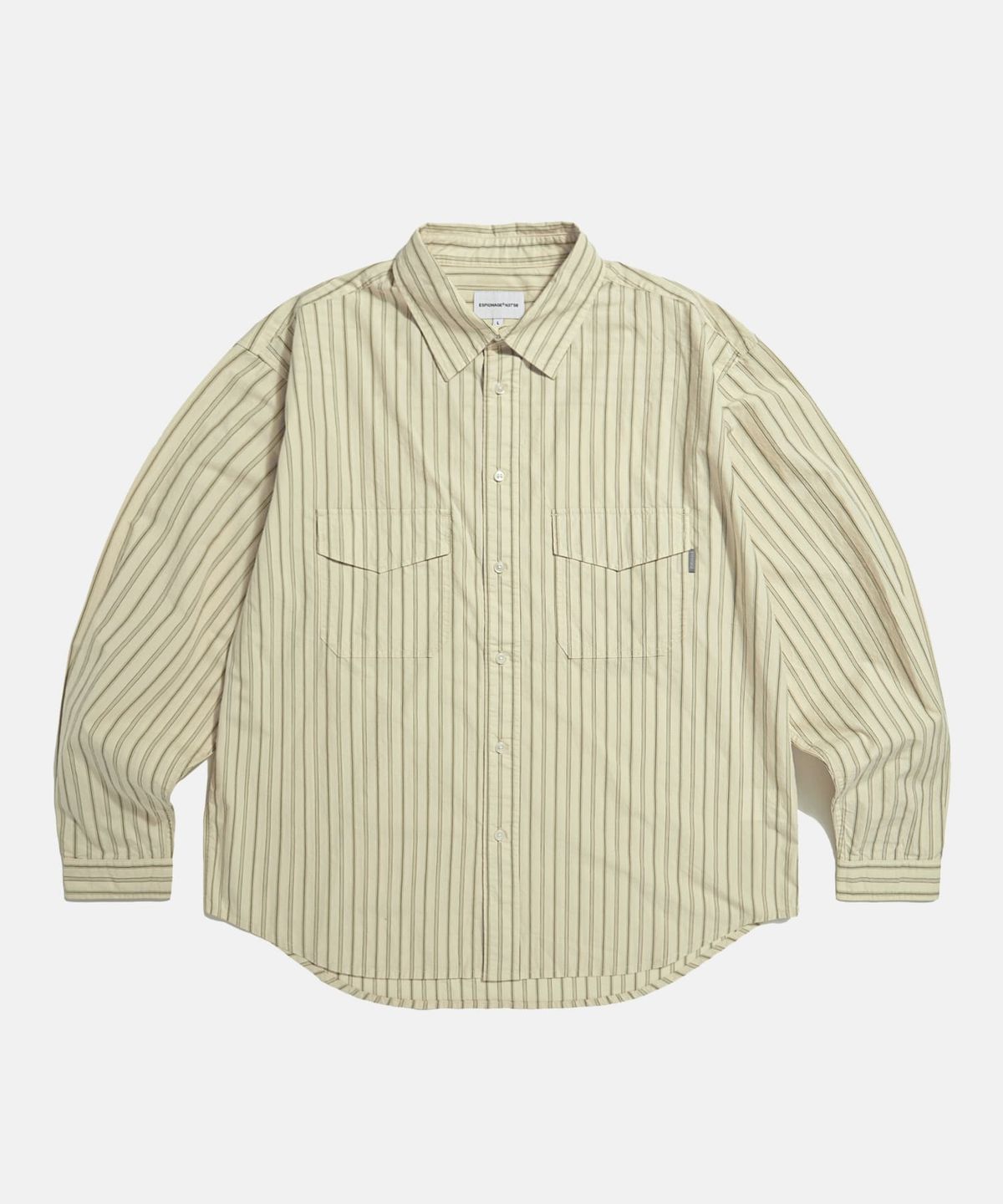 에스피오나지(ESPIONAGE) Vintage Stripe 2 Pocket Shirt Cream
