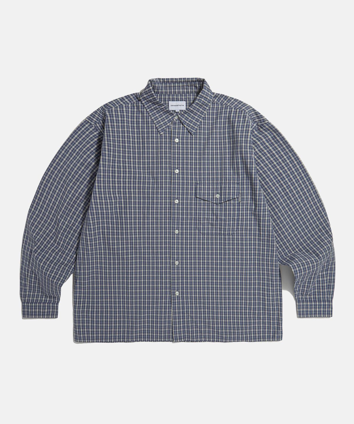 에스피오나지(ESPIONAGE) Vintage Check 1 Pocket Shirt Blue